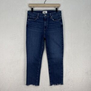 Paige Jeans Womens 30 Blue Hoxton Slim Crop High Rise Raw Hem Stretch Denim